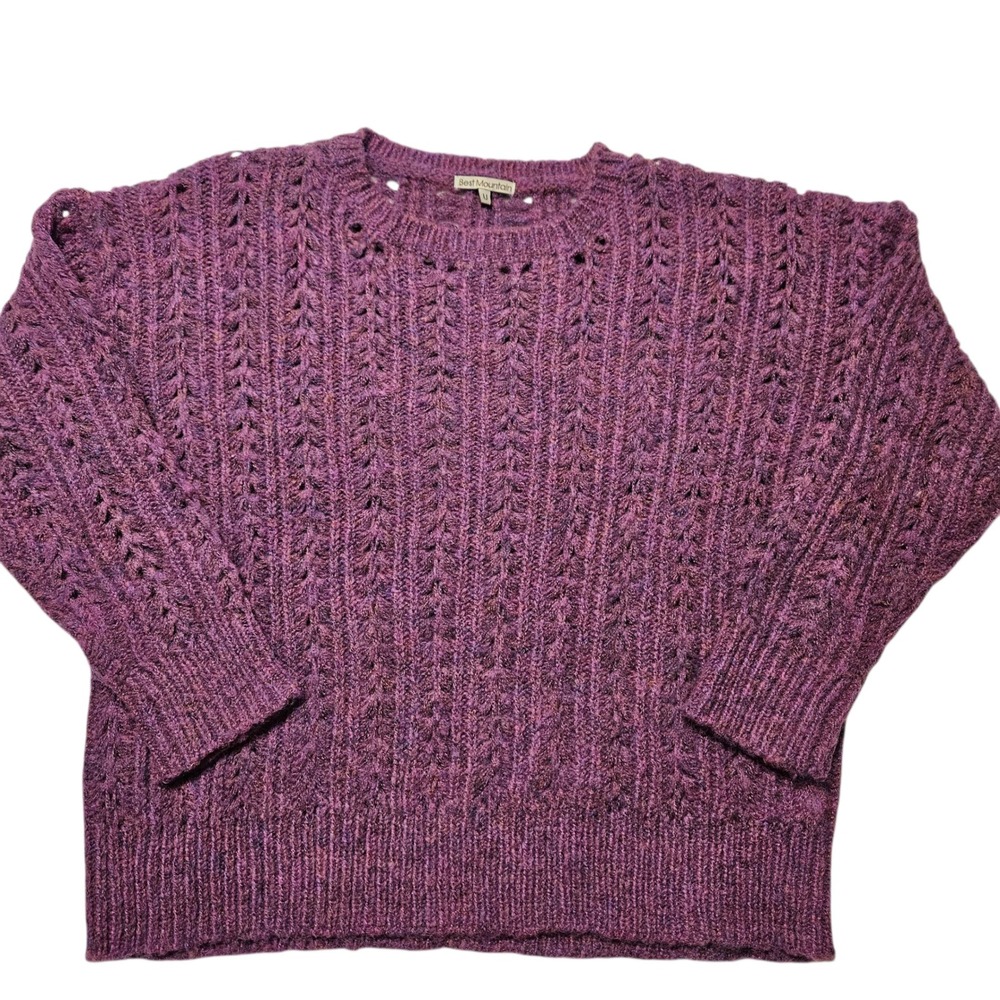 Best Mountain‎ Purple Knit Open Stitch Pullover Sweater Women's Size U